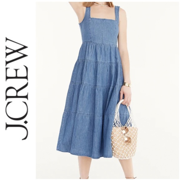 J. Crew Dresses & Skirts - JCrew Women’s Denim Tiered Midi Dress size 8